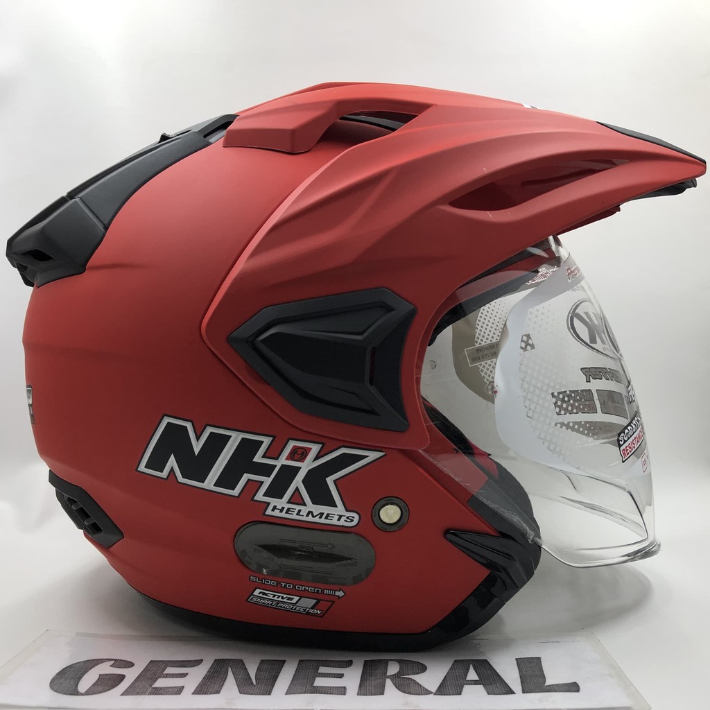 GOYANG HARGA;; Helm NHK PREDATOR CRYPTON Solid Red Doff Merah Dop Double Visor 100%ORIGINAL