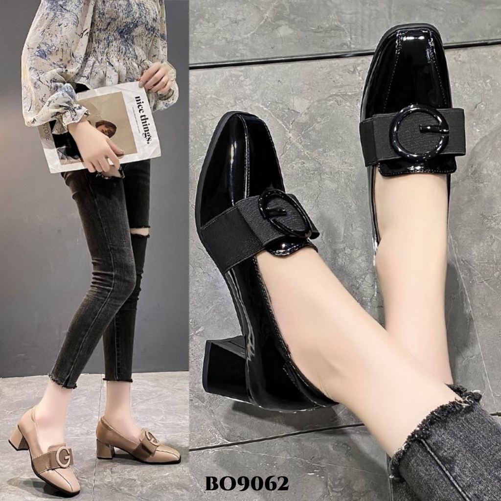 WYN SEPATU BOOTS HEELS KOREA BAHAN GLOSSY MODEL ELEGENT COCOK BUAT KANTORAN BO9062