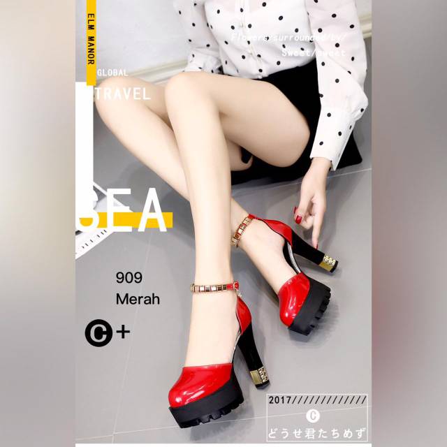 Sepatu wanita  High block strap Maria fashion Korea#909