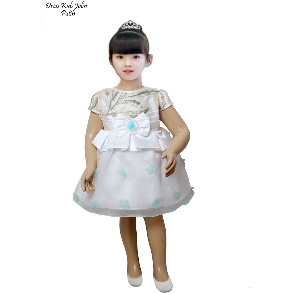 Dress kids jolin/Baju Brukat Anak/ Dress Anak Motif Bunga Jait Masa Kini