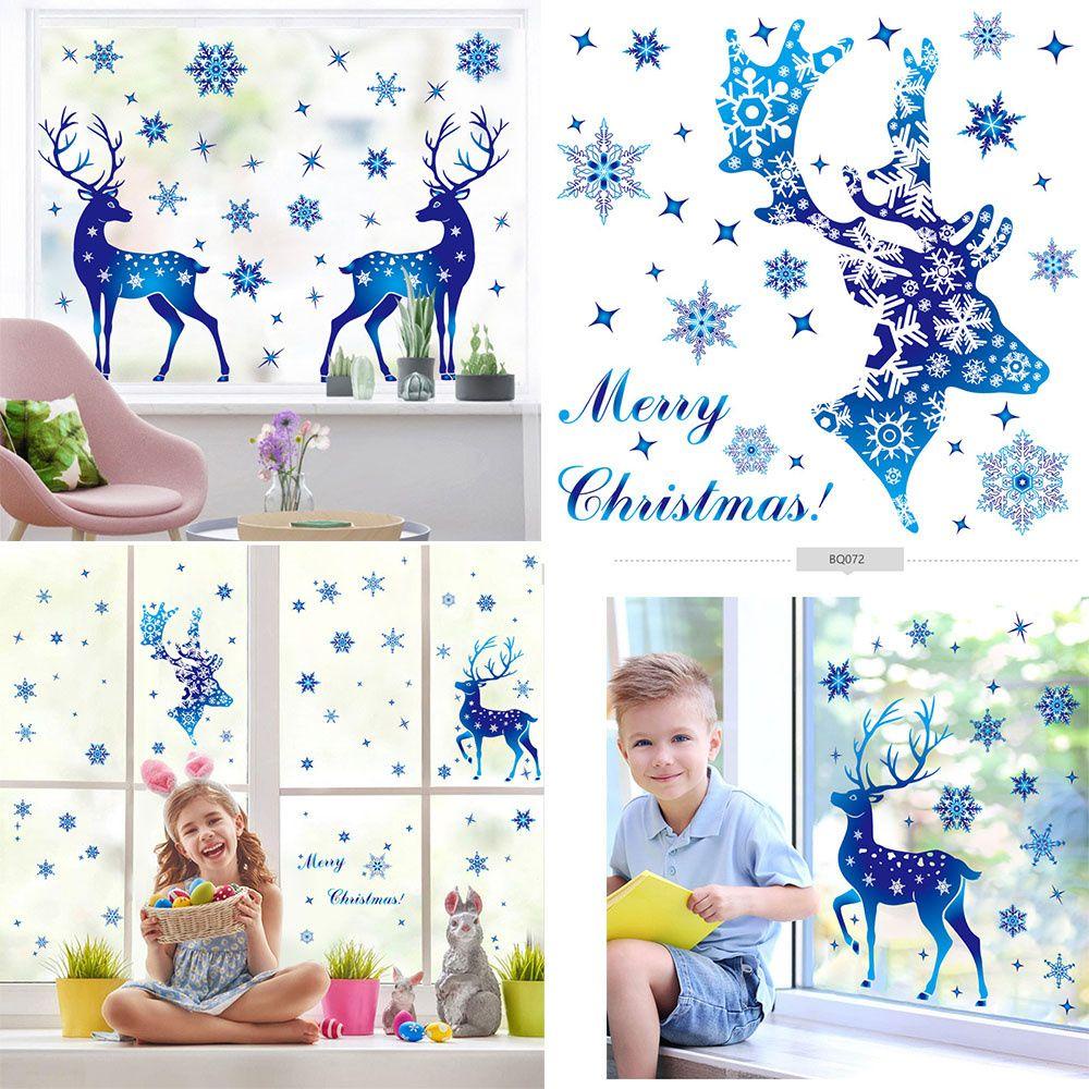 R-flower Christmas Sticker Tahun Baru Dekorasi Rumah Festival Decor Merry Christmas Hiasan Jendela Kaca