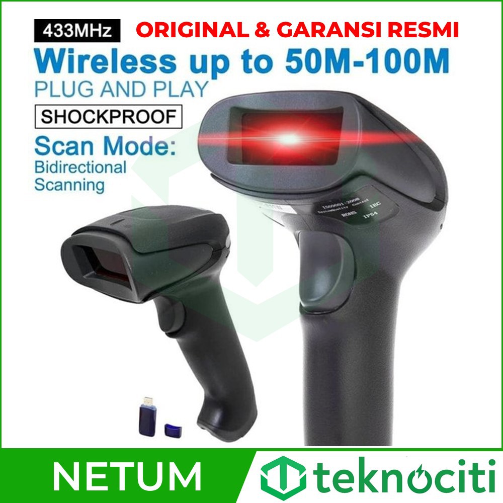 NETUM L6 AutoScan Wireless Barcode Scanner - Long Range Scan HP PC Display