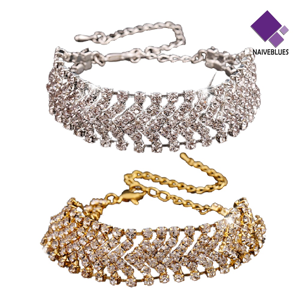 Gelang Multilayer Handmade Bahan Alloy Aksen Berlian Imitasi Untuk Pesta