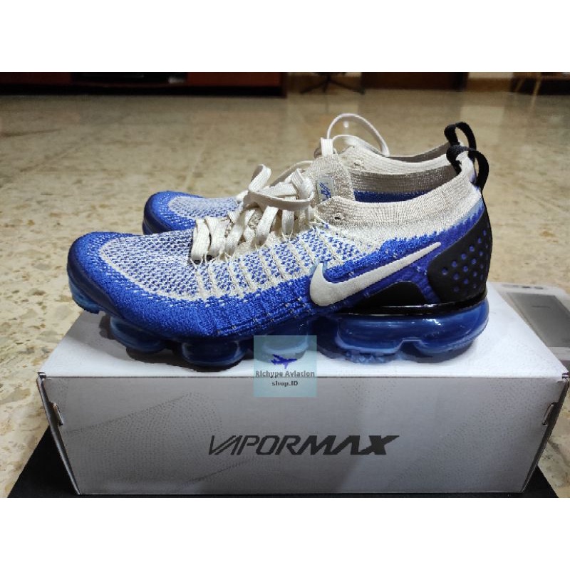 Nike Air Vapormax Flyknit 2 Light Cream Blue Racer Original Aurhentic 100% Size EUR 43