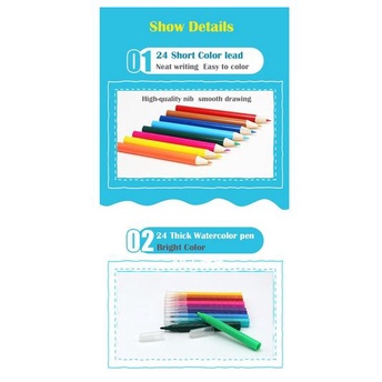 

mg Set Menggambar 2 pcs Crayon Spidol Pensil Warna Set Lukis Set Alat Tulis Anak-anak
