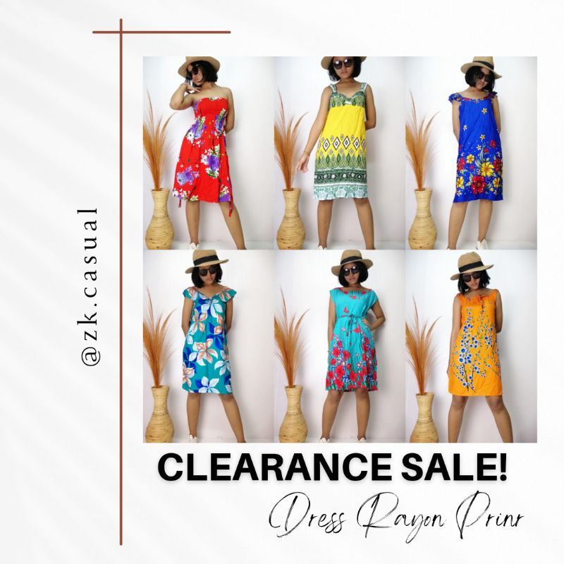 CLEARANCE SALE Dress Rayon Print Motif Kualitas Super