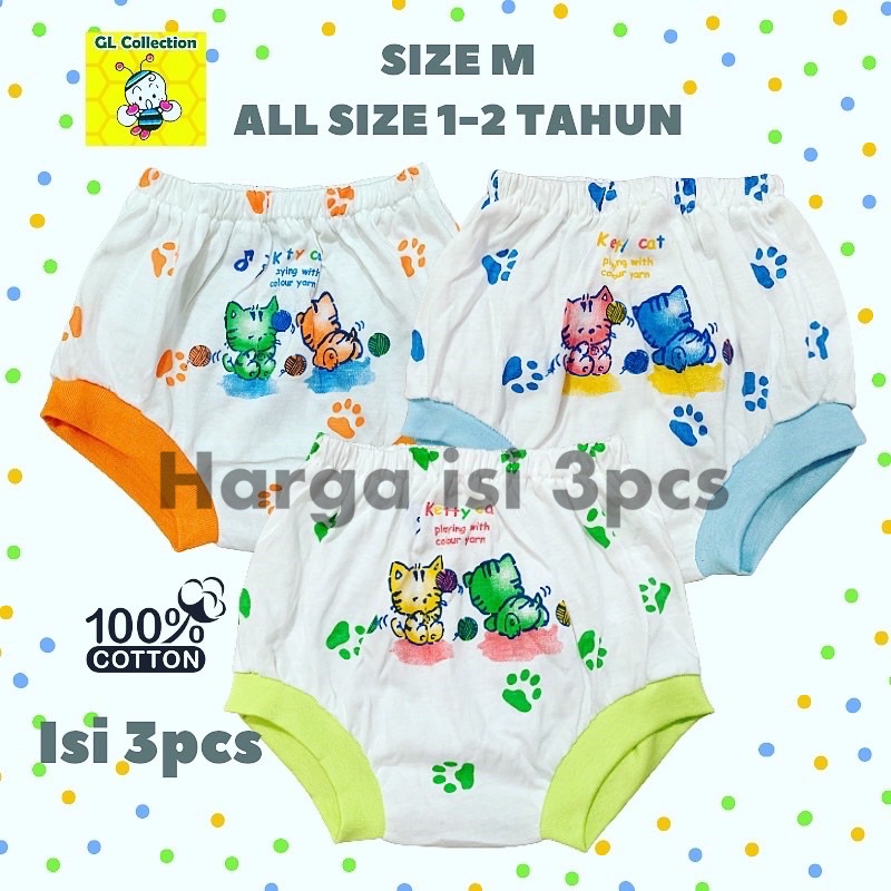 OBRAL! ISI 3PCS! CD CELANA DALAM 100%KATUN SIZE M ANAK 1-2TAHUN