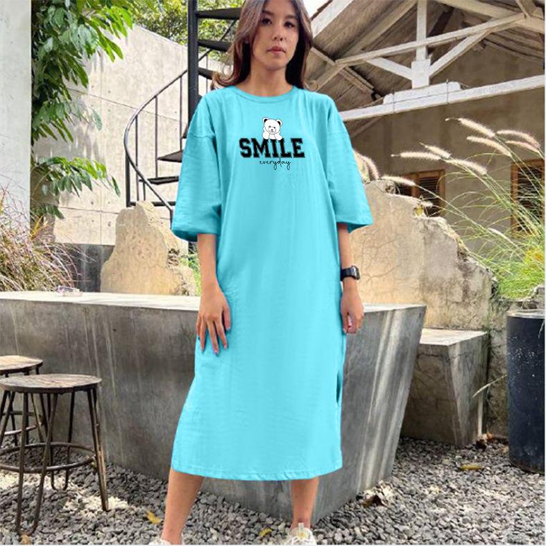 Baju Dress Oversize Tunik Premium SMILE Oversized Dress Tshirt polos