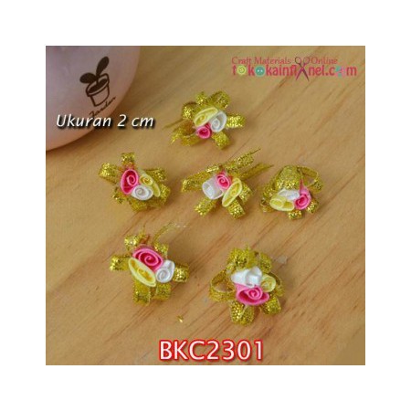 Bkc3201 Bunga Pita Kecil Kuntum 3 Emas Uk 2cm Per 12bh