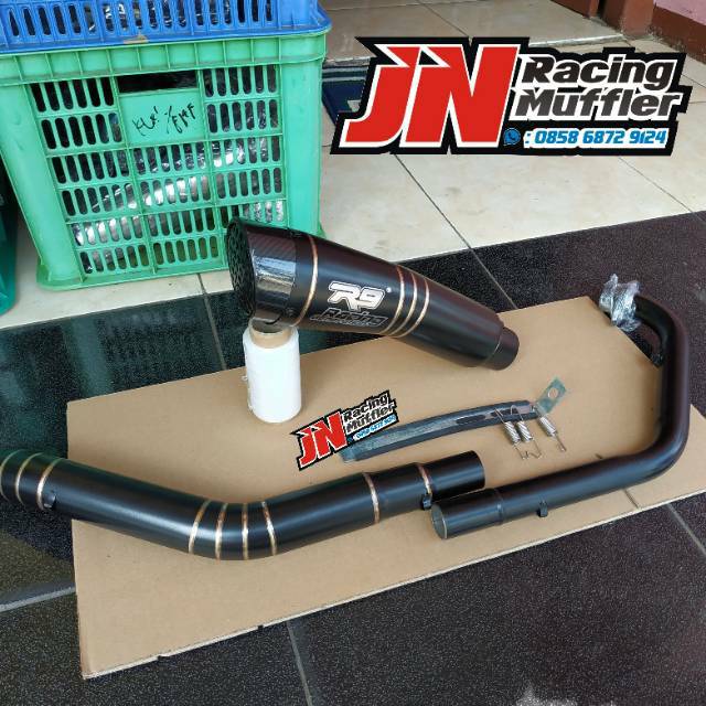 KNALPOT RACING R9 H2 BLACK DOFF VIXION CBR R15 GSX SONIC FU MEGA PRO TIGER MX KING