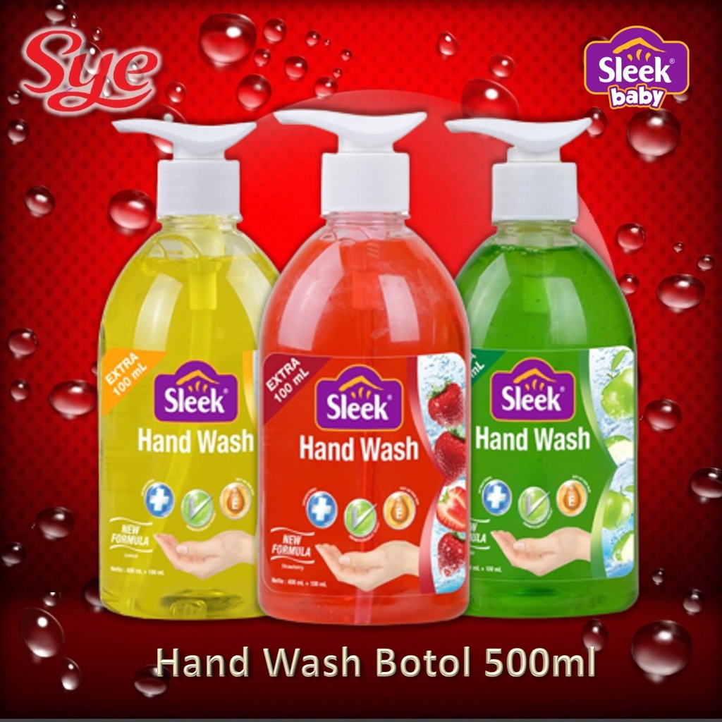 BPOM SLEEK HAND WASH ANTI BACTERIAL ISI 500ML (BOTOL) / SABUN CUCI TANGAN SLEEK / SYE