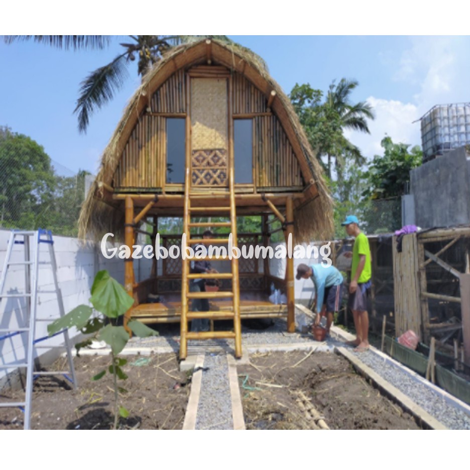 Jual Gazebo Bambu Unik Tingkat Atap Lumbung Indonesia Shopee Indonesia