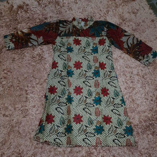 Tunik Turtleneck Anjani Tunic Batik Cantik Sogan Seragam Kantor Kerja Berkualitas Halus Modis Modern