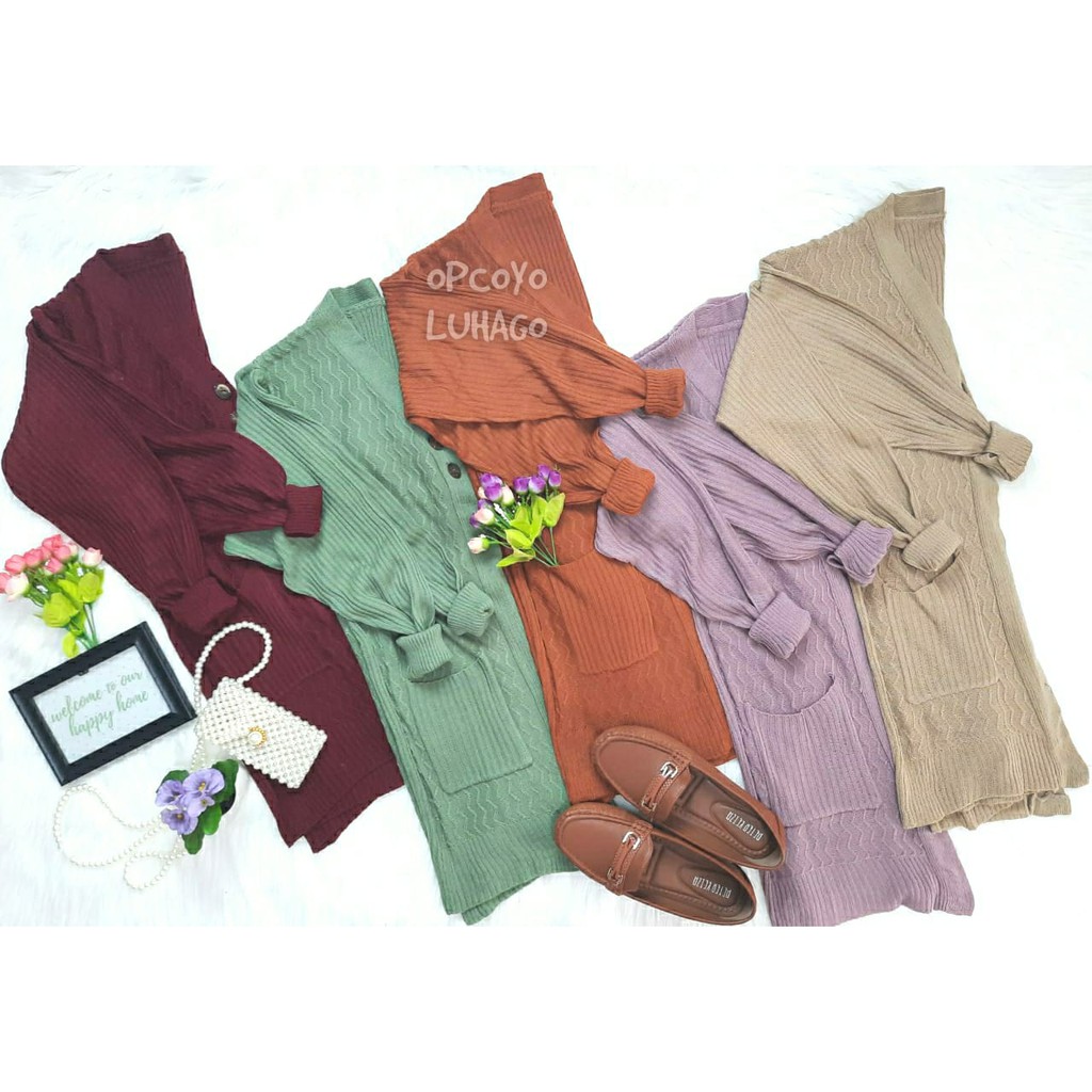 CARDIGAN RAJUT WANITA IMPORT MOTIF ZIGZAG | BAHAN IMPORT TIDAK TIPIS DAN ADEM