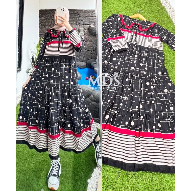 midi dress bahan rayon dior import premium ukuran allsize ld 115