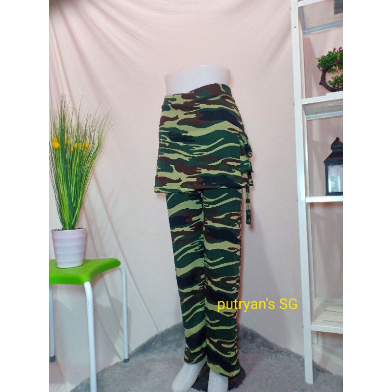 celana senam rok kantong loreng