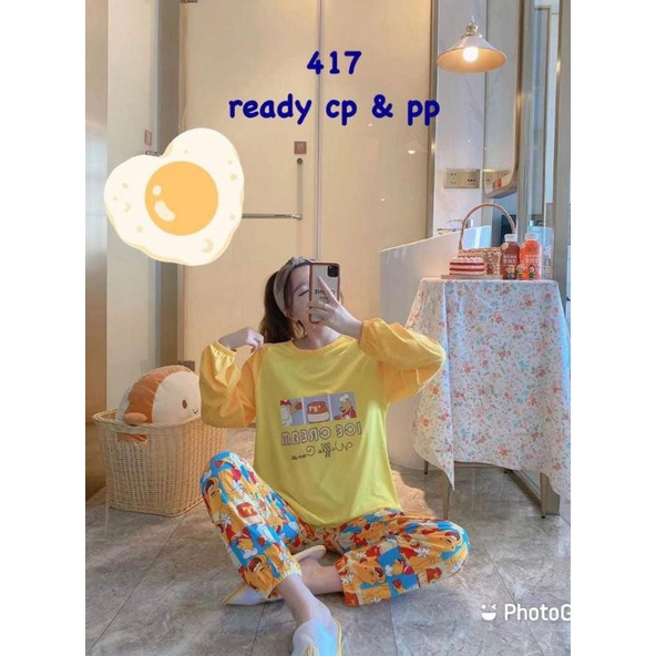BAJU TIDUR WANITA DEWASA/PIYAMA RENDA PP/BAJU TIDUR IMPORT MURAH-Pp ice cream joger