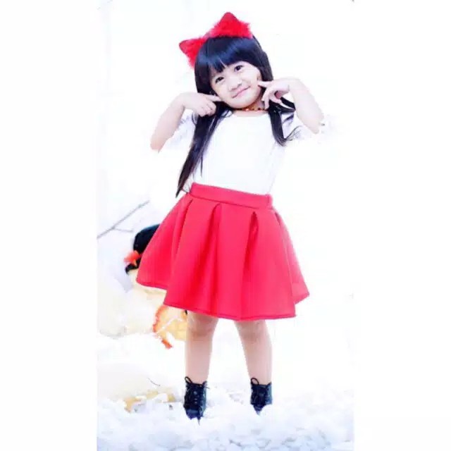 Rok Bubble Skirt Anak Perempuan All size 2-4 Tahun Scuba Premium Karet Pinggang Full