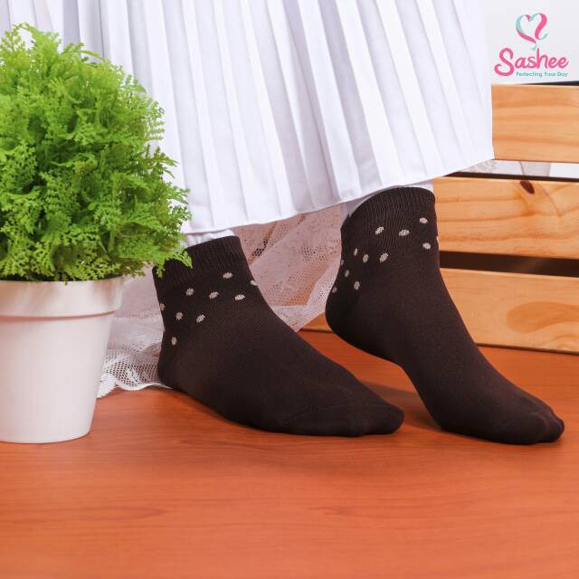 Kaos Kaki Tumit Polka by Sashee | Kaos Kaki Pendek Semata Kaki Motif Polkadot