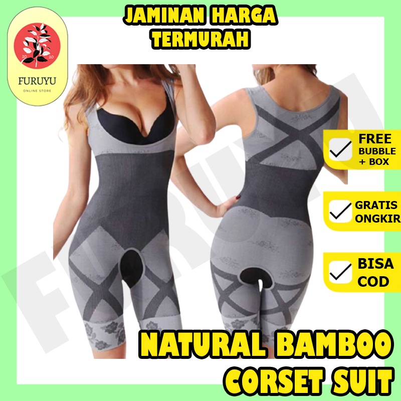 Korset Baju Body Shaper Pelangsing Badan Pembakar Lemak NATURAL BAMBOO Slimming Sliming Suit Wanita
