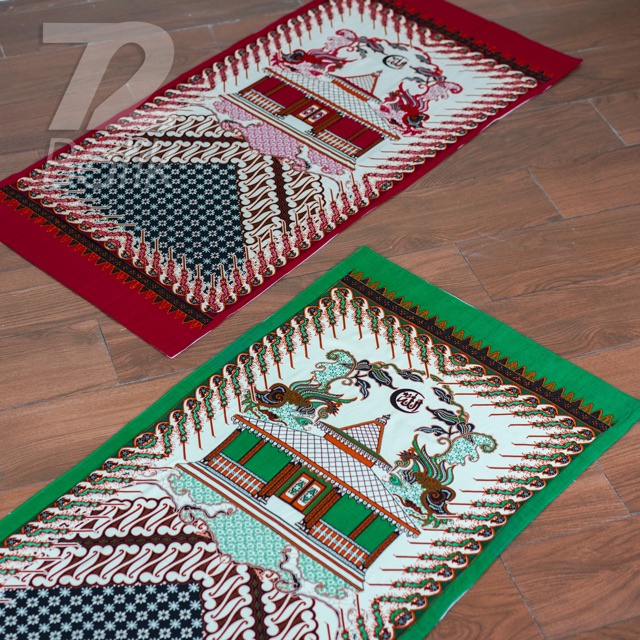 SAJADAH BATIK 2 LAPIS TEBAL 55X105 PREMIUM HIJAU MERAH 723341 Cap 72