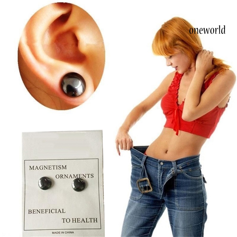 OW@ Beauty Slim Magnetic Ear Studs Acupuncture Points Massager Earrings Health Care