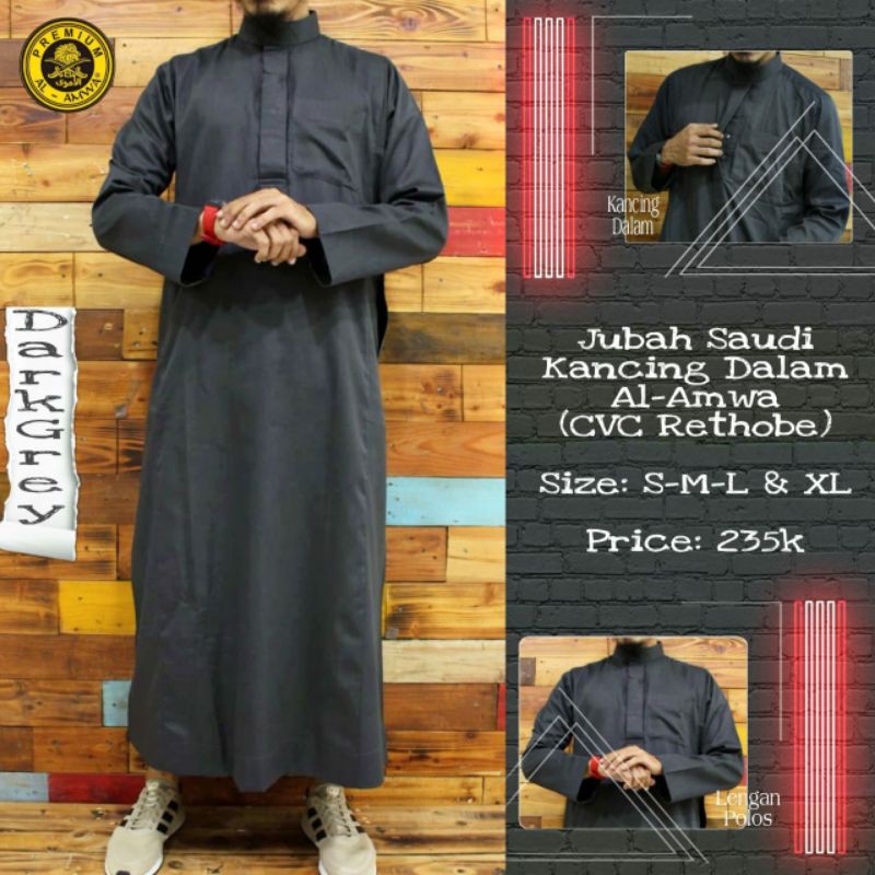 Gamis Pria Premium Baju Sholat Jubah Pakaian Sholat Haramain - Gamis Al amwa - baju Koko gamis - Gam