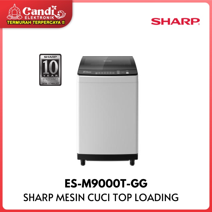 SHARP MESIN CUCI ES-M9000T-GG 9 KG TOP LOADING 1 TABUNG ESM9000TGG ES M9000T GG