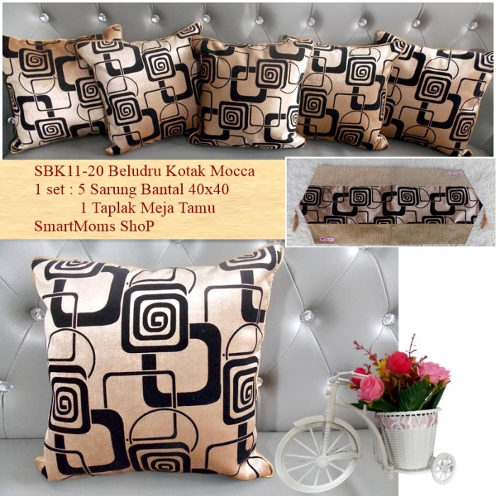 Sarung Bantal Sofa - Sarung Bantal Sofa Kursi Minimalis Mewah / Sbk Set Beludru Kotak Mocca