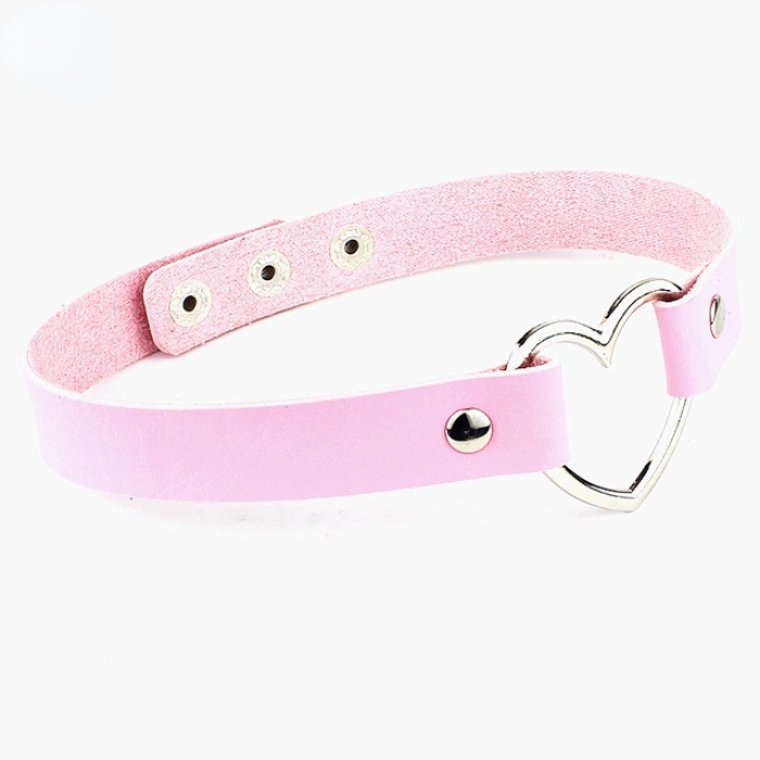 Kalung Choker Bahan Kulit PU Dengan Liontin Rumbai Warna Pink Gaya Punk Gothic Untuk Pria Dan Wanita