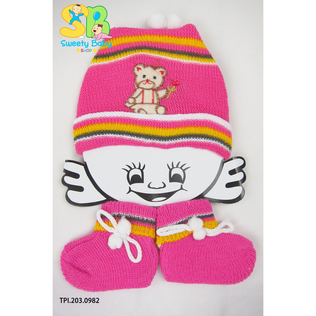 Topi Bayi Set Kupluk Bordir Unisex / Topi Kupluk Rajut Bayi Set Lucu Unisex