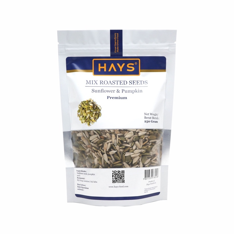 Mix Roasted Seeds 250 GRAM (Pumpkin seeds + Sunflower seeds) / (Biji labu + Biji bunga matahari) 250 GRAM - HAYS