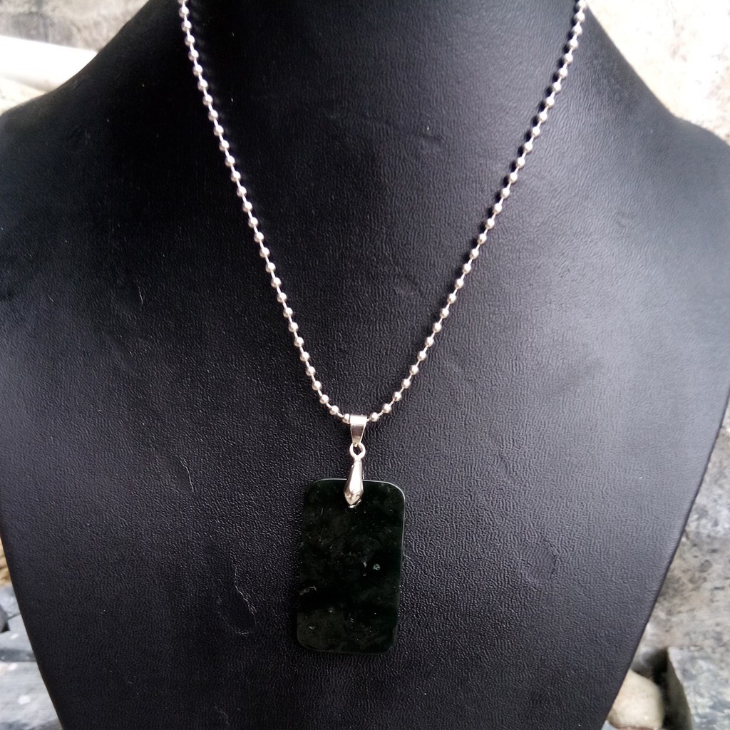 Kalung Liontin Giok  Black Jade Aceh Terapi Model Army