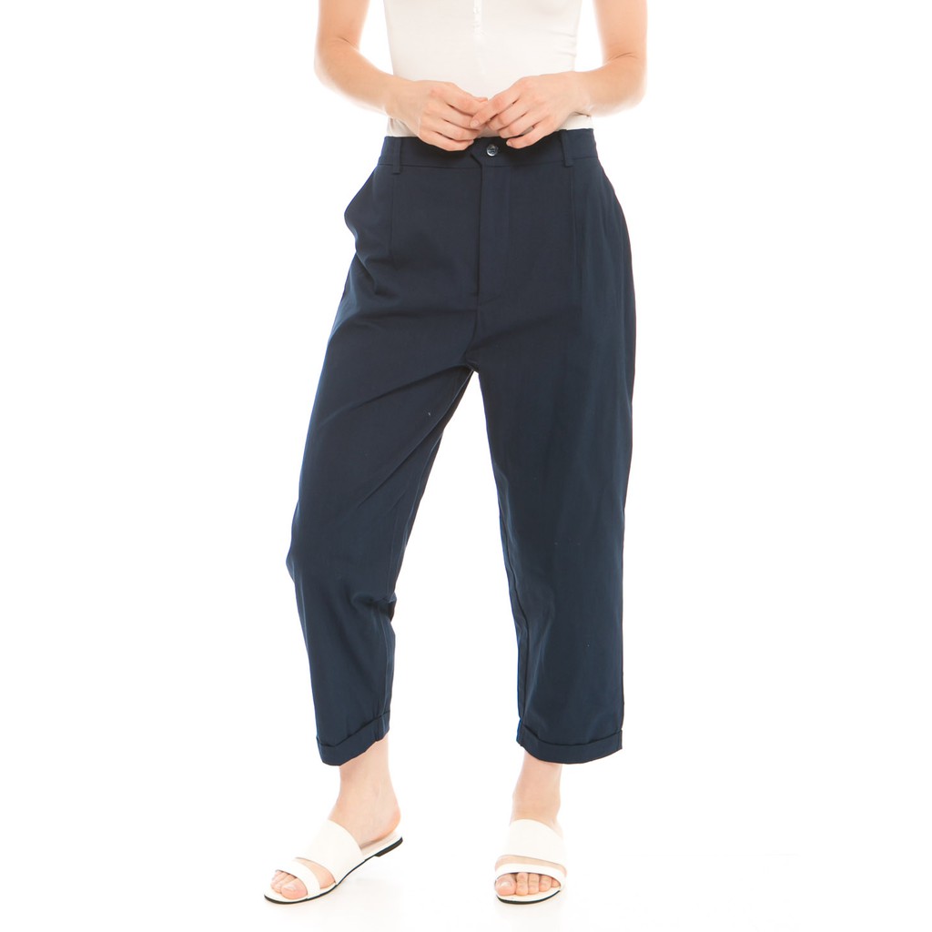 Beatrice Clothing Kama Linen Pants in Navy Celana  Kerja  