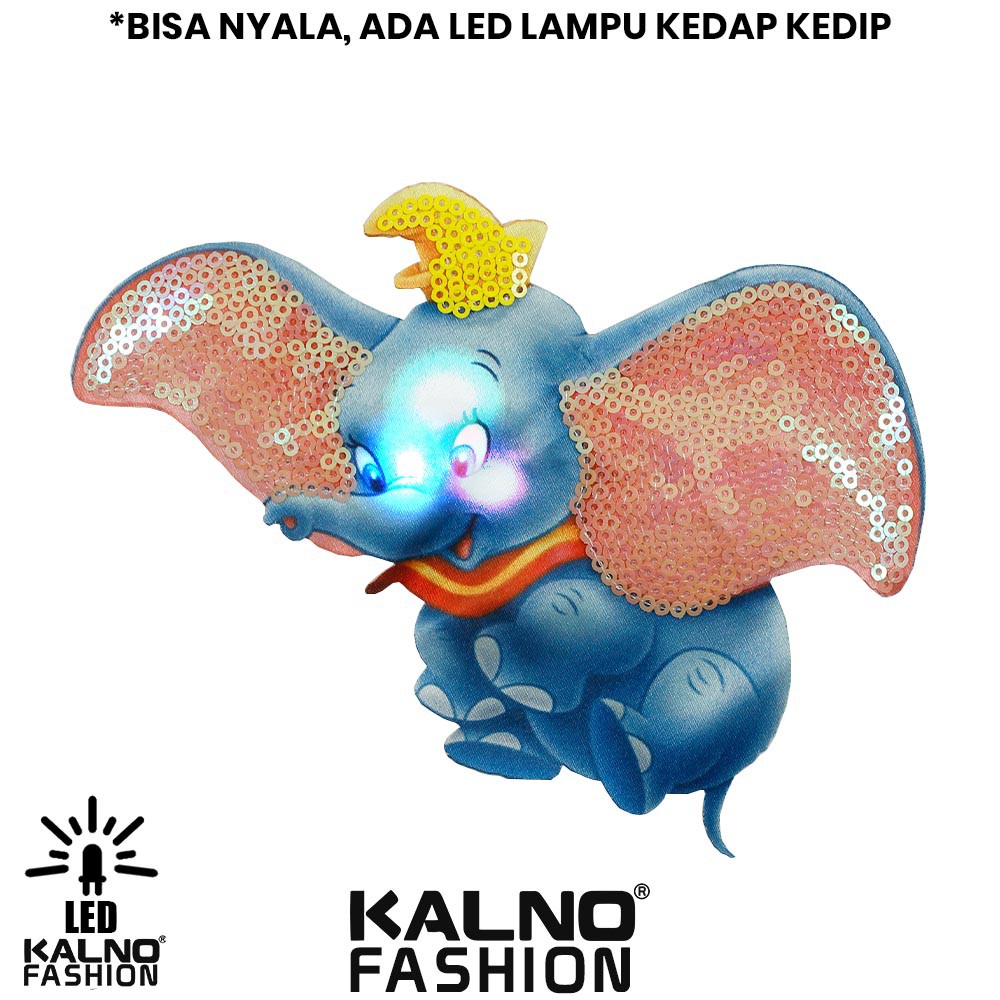 baju anak gambar gajah 1 LED umur 1 - 7 tahun, baju anak karakter bisa nyala