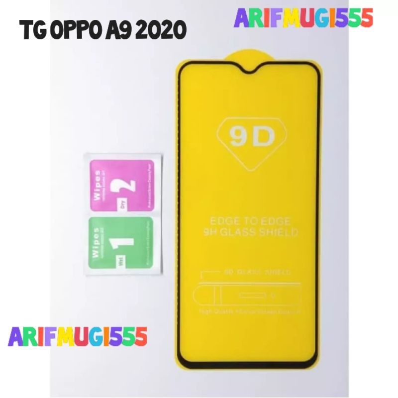 Tempered Glas Full Oppo A9 2020 Anti Gores Kaca Full Screen List Hitam