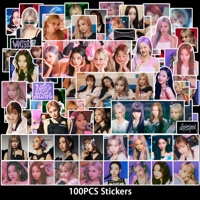 100Pcs/set Aespa Girls Photo Sticker Diary Computer Decoration