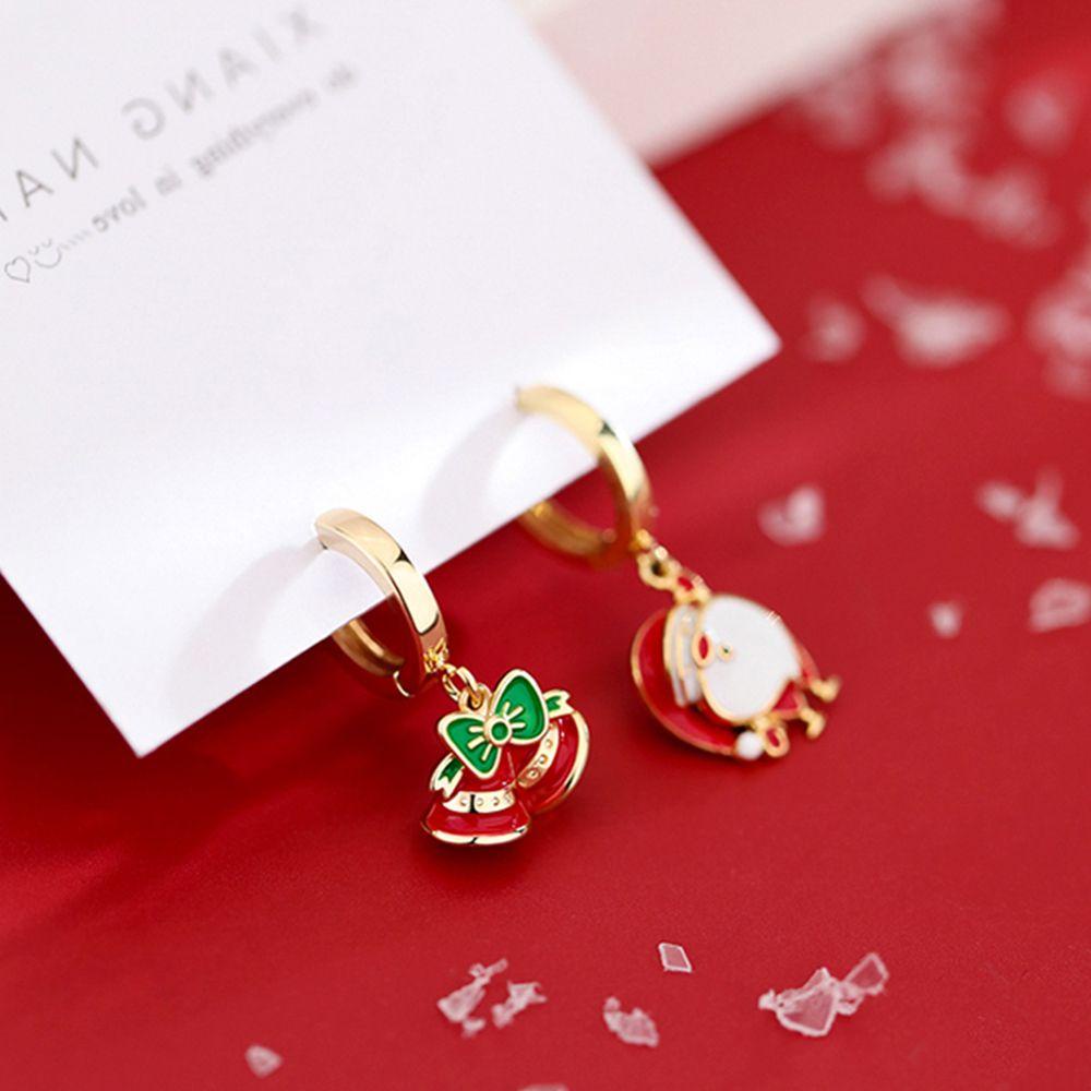 Needway Anting Natal Kreatif Hadiah Festival Natal Bell Musim Dingin Aksesoris Asimetris Anting Liontin Lady Women Earrings