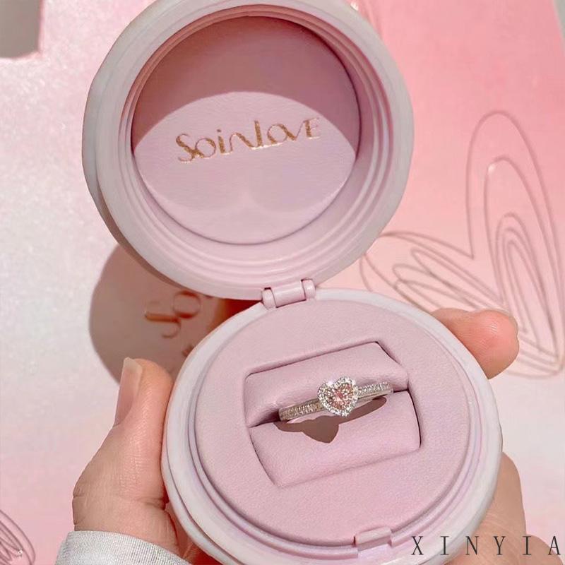 【COD】Fashion Rings Set untuk Wanita Warna Pink Hijau Bunga Cinta Hati Cincin  Perhiasan