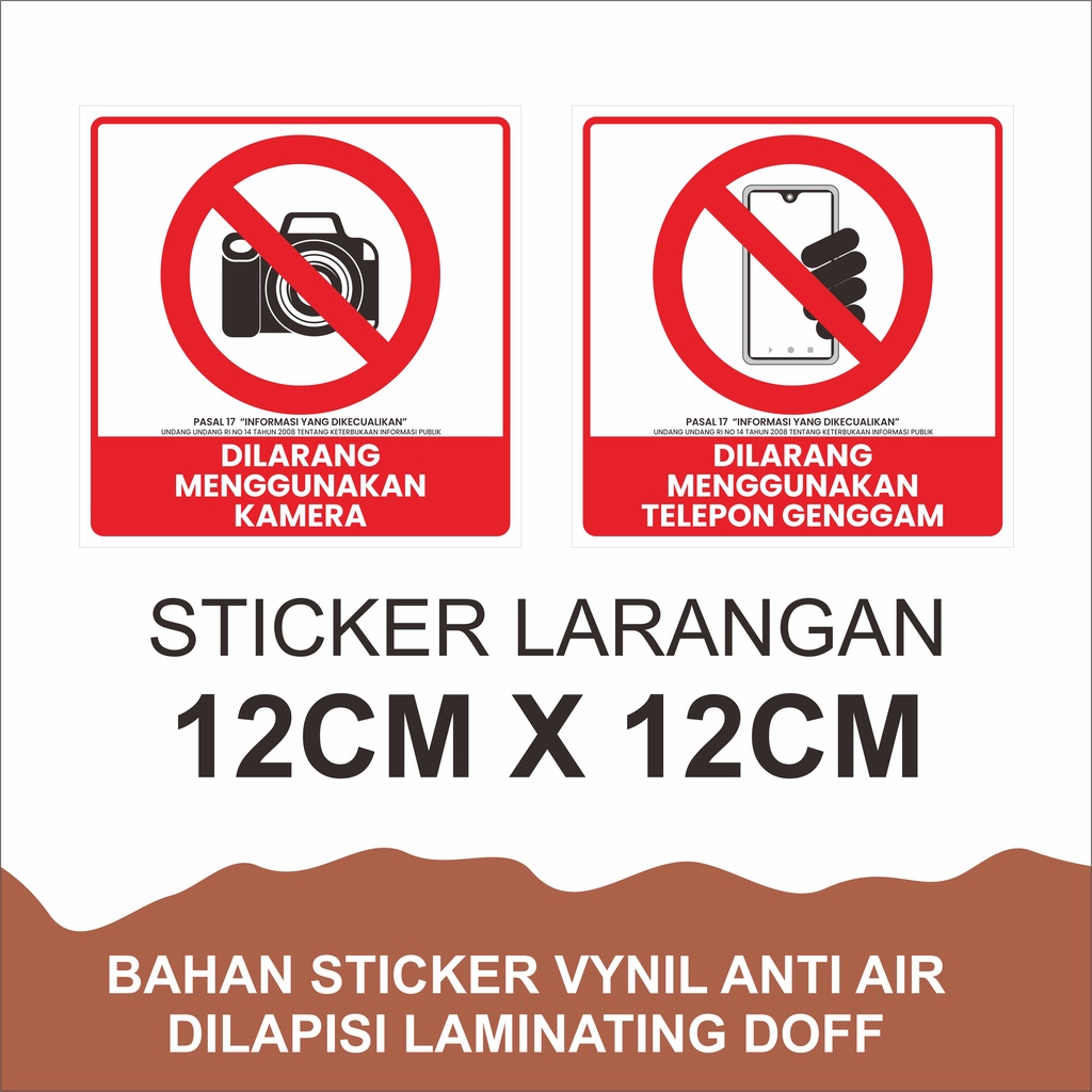 Jual Sticker Dilarang Membawa HP Atau KAMERA Shopee Indonesia
