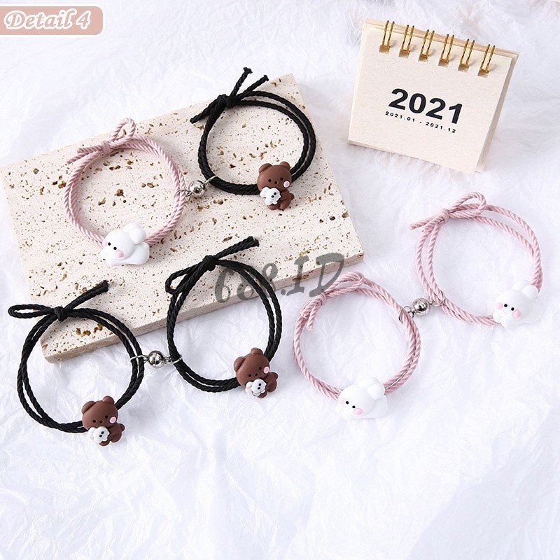 2pcs Gelang Couple Magnet Pasangan Karakter Kelinci Untuk Pacar Sahabat Bestie Kekinian GL 33