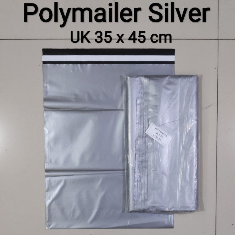 Plastik Packing Polymailer Silver Uk 35x45 (50 pcs), plastik packing Lem, plastik olshop