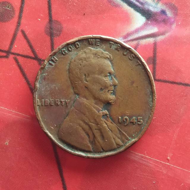 Us19 .Koin Kuno Koleksi 1 Cent Lincoln Gandum Amerika Tahun 1945