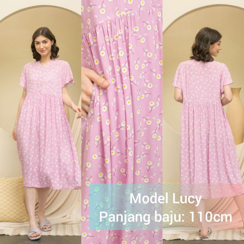 DASTER KHALIFS SLEEPWEAR EXCLUSIVE KHALIF'S ID HOMEWEAR HOMEDRESS RAYON VALENCIA SUPER PREMIUM BUSUI BAJU HAMIL FRIENDLY MIDI NYAMAN GEMES ADEM TERBARU-LUCY Daisy SweetPink