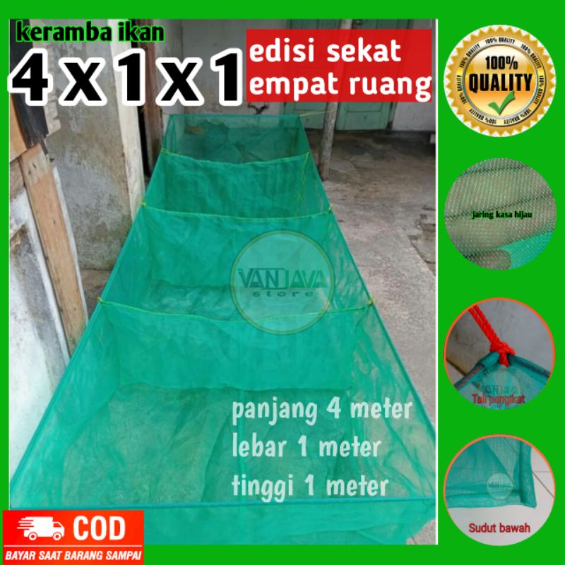 Karamba Ikan Jaring Hapa Anak Ikan Burayak 4x1x1 kramba sekat Siap Pakai Sortir Ikan