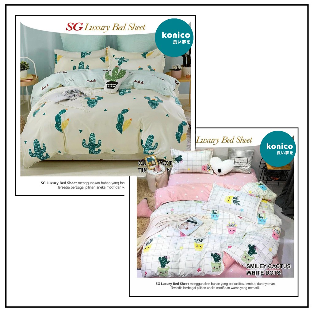 KONICO kain Katun sprei Meteran Motif CUTE KAKTUS karakter Kaktus Tabur Star Esra Grow Catra