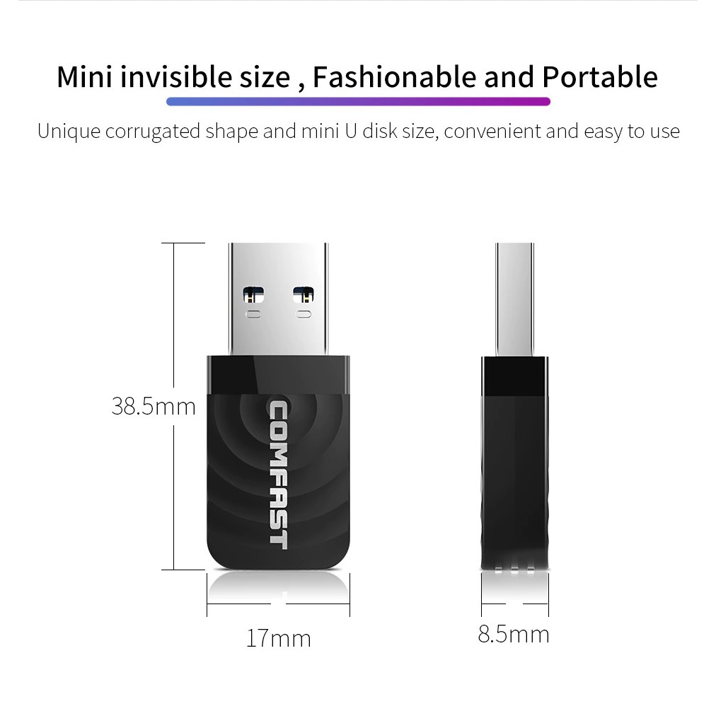 COMFAST CF-812AC - Dual Band USB 3.0 Wireless Adapter - 1300Mbps