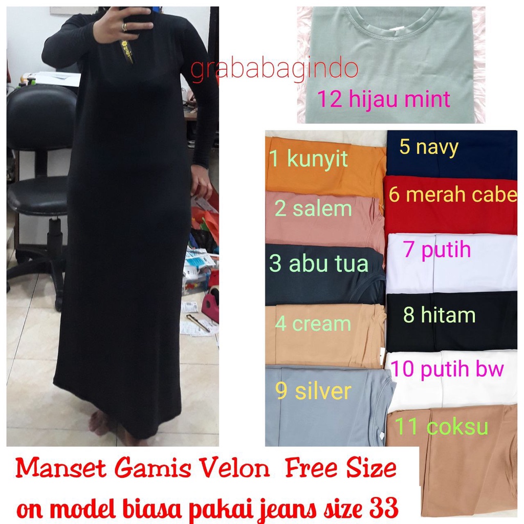MANSET GAMIS PANJANG MURAH / GAMIS POLOS DALEMAN SPANDEX PELON / INNER BROKAT / DALAMAN GAMIS OUTER