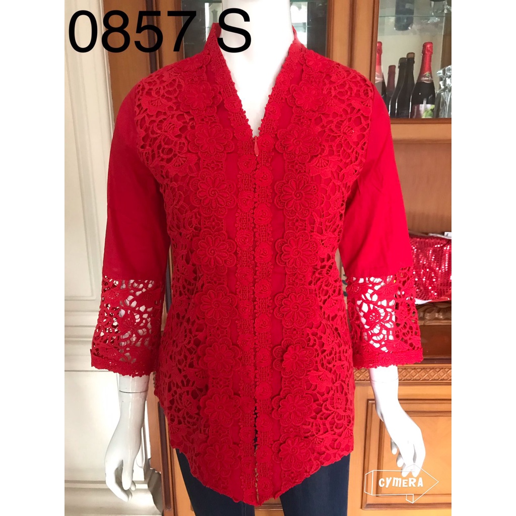 kebaya full brukat depan alexuez putih tulang //kebaya premium size s alexuez