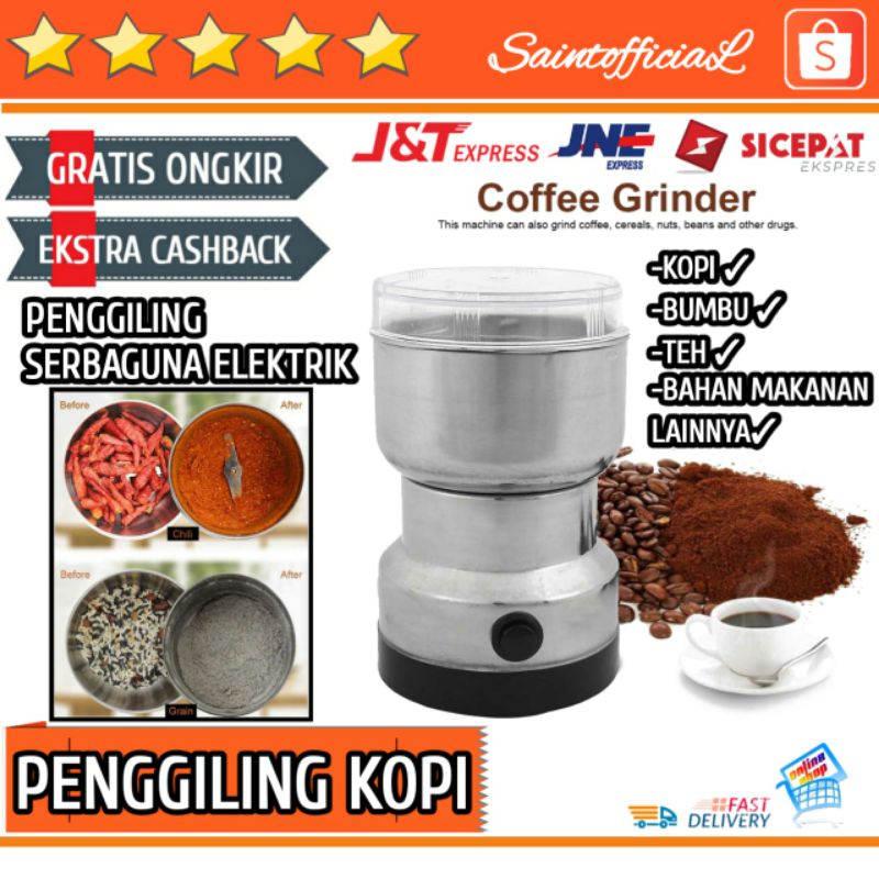 Alat Penggiling Penghancur Kopi Teh Bumbu Bahan Makanan Elektrik Otomatis / Electric Coffee Grinder 150W